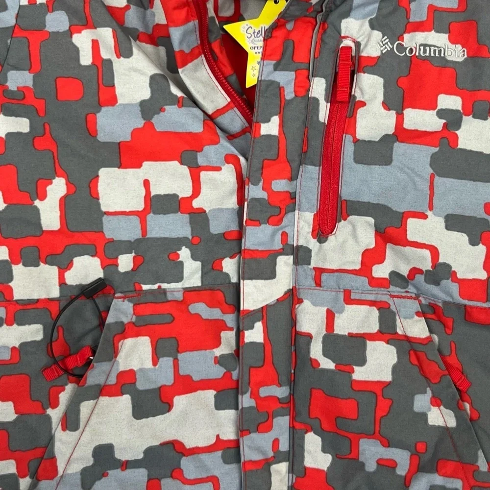 Columbia Kids Red Gray Camouflage Puffer Jacket